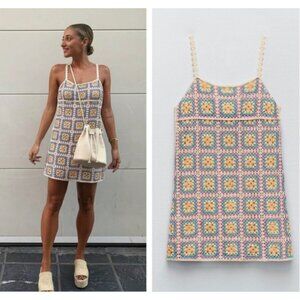 Zara Crochet Flower Multicolour Dress